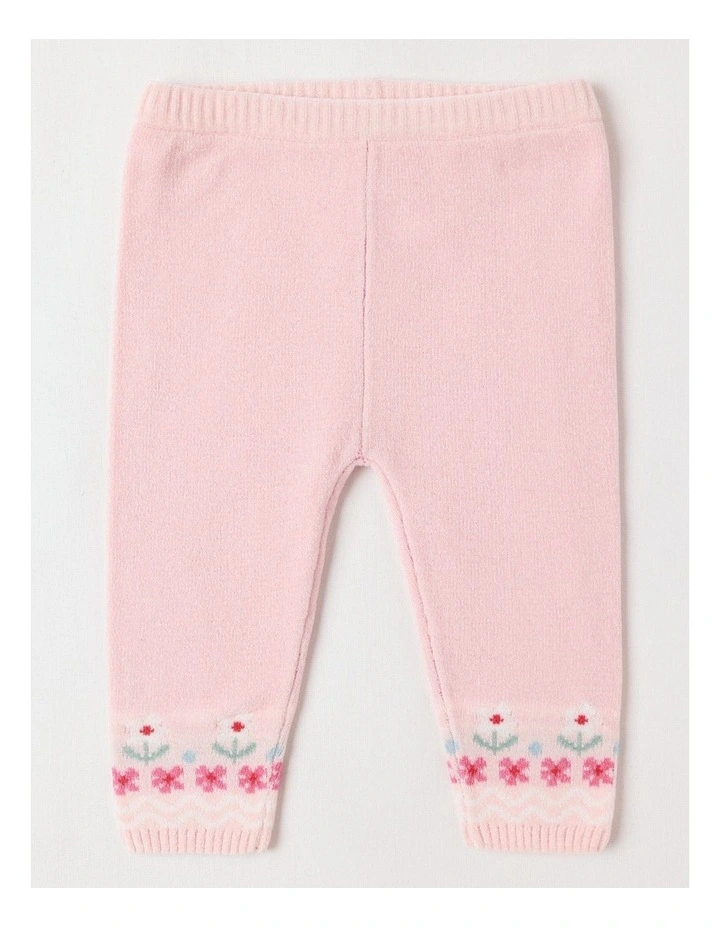 Chenille Fairisle Flower Top & Legging Set in Blush image 5