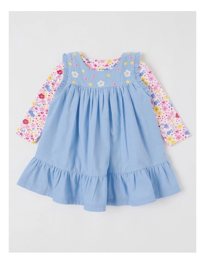 Top With Cord Frill Hem Pinafore in Bluestone image 1