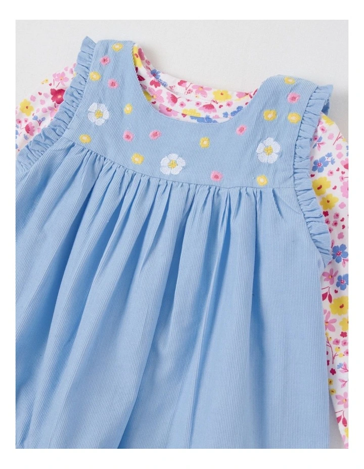 Top With Cord Frill Hem Pinafore in Bluestone image 2