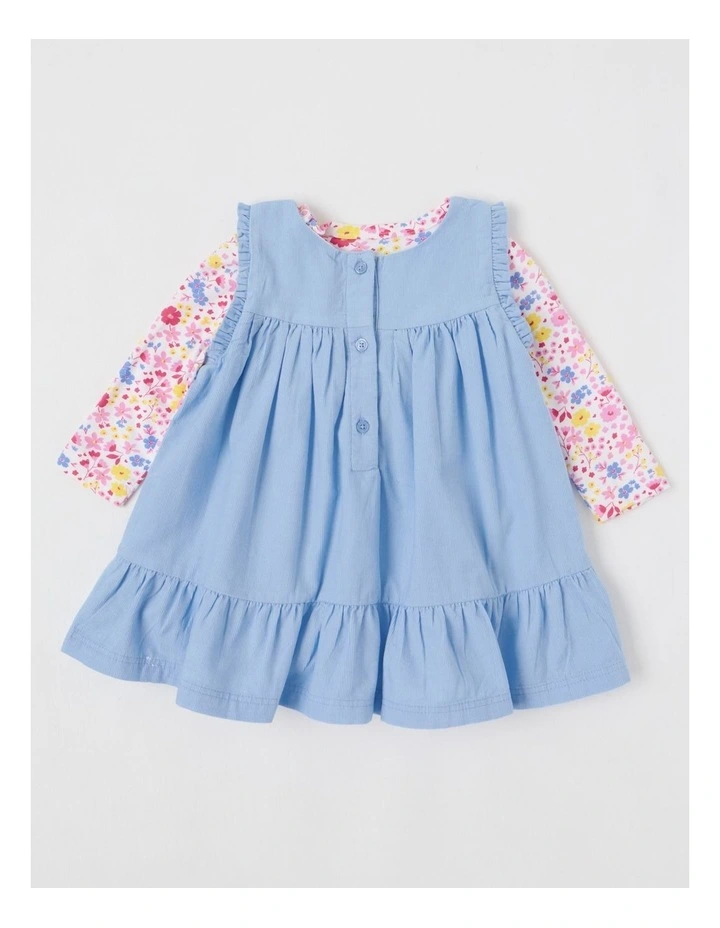 Top With Cord Frill Hem Pinafore in Bluestone image 3
