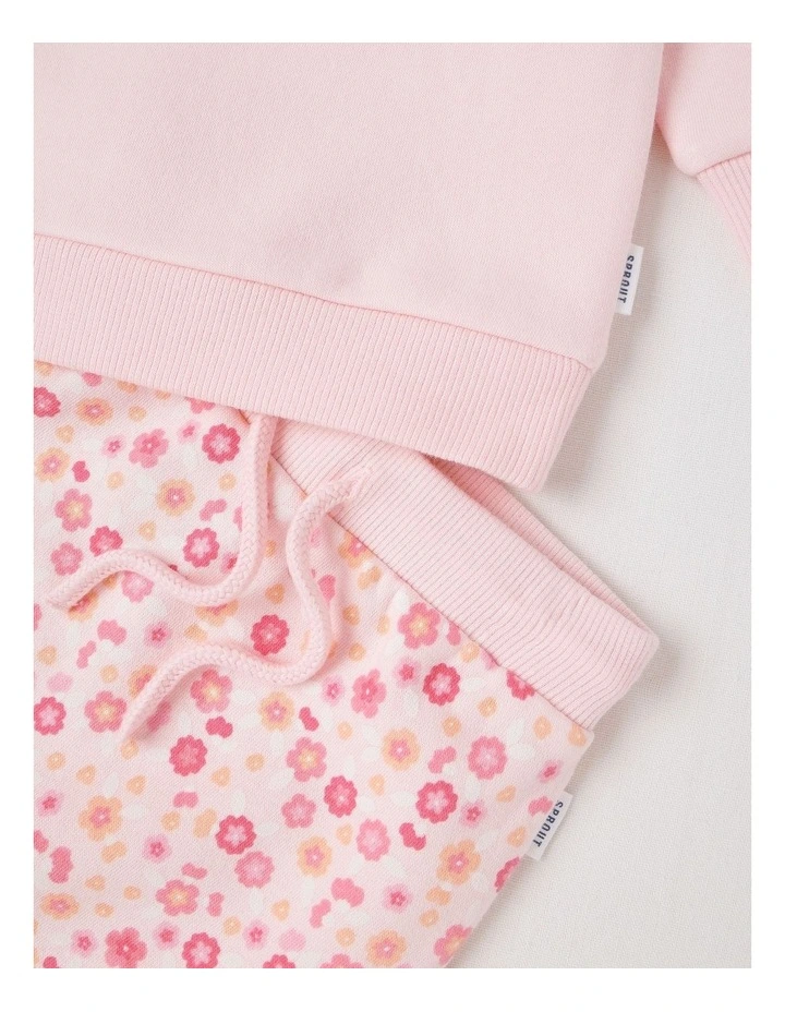 Crew Neck Frill Dino Tracksuit Set in Blush image 6