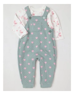 Quilted Overall Set in Seafoam