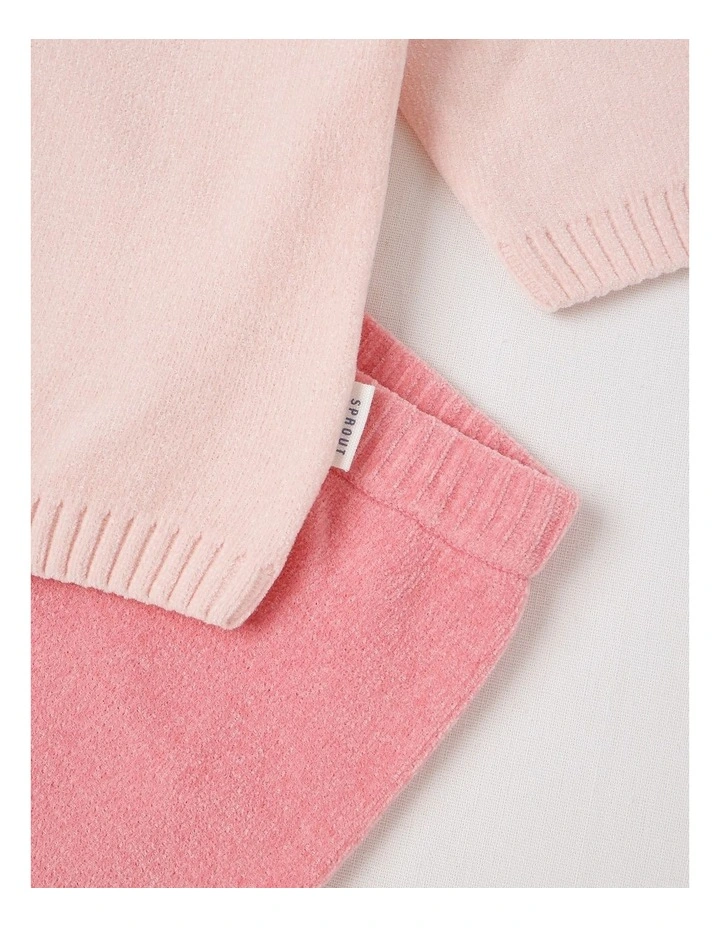 Chenille Heart & Flower Fair Isle Top & Legging Set in Blush image 4