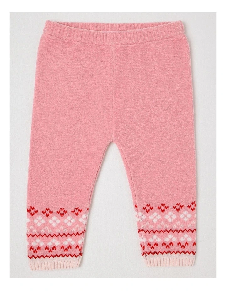 Chenille Heart & Flower Fair Isle Top & Legging Set in Blush image 5