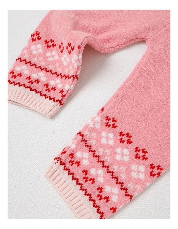 Chenille Heart & Flower Fair Isle Top & Legging Set in Blush image 6