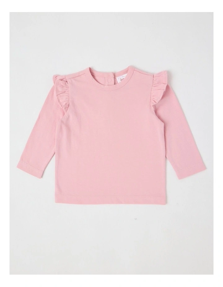 Long Sleeve Top With Disty Floral Cord Pinafore in Tulip image 5