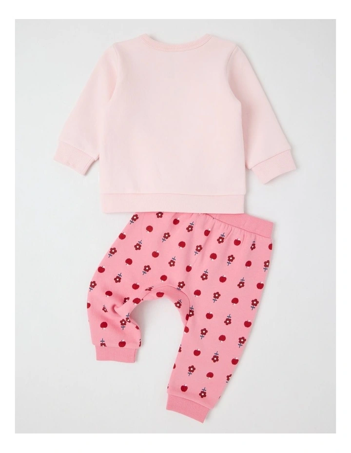 Apple Crew Neck Tracksuit Set in Blush image 3