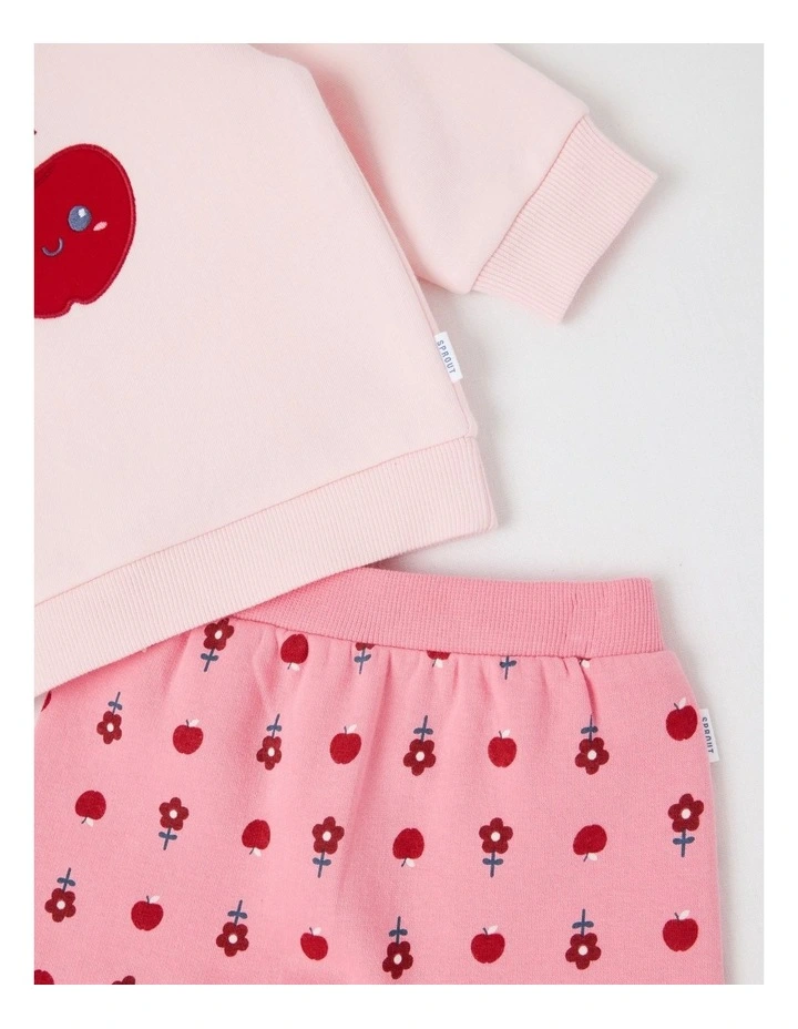 Apple Crew Neck Tracksuit Set in Blush image 4