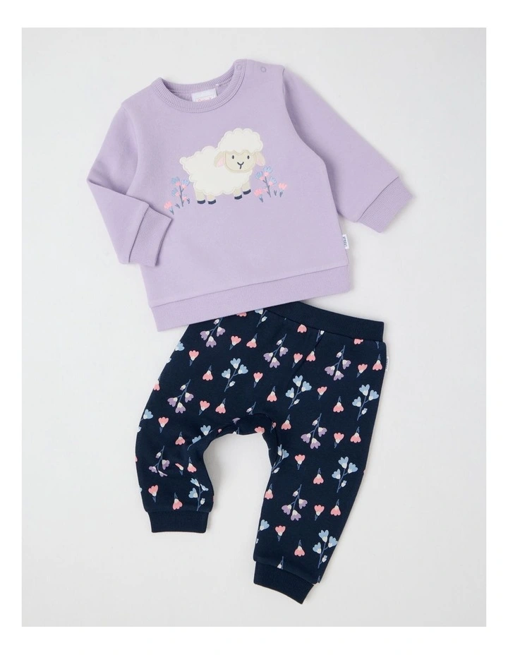Sheep Crew Neck Tracksuit Set in Lavender image 1