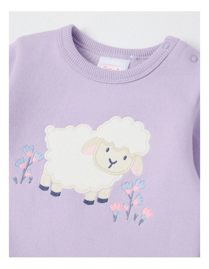 Sheep Crew Neck Tracksuit Set in Lavender image 2