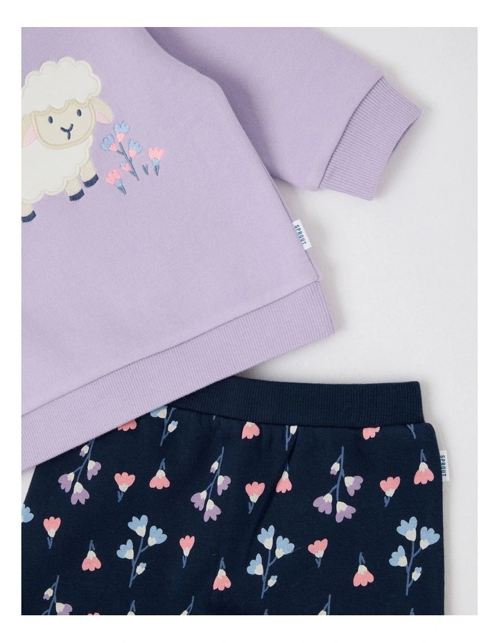 Sheep Crew Neck Tracksuit Set in Lavender image 4