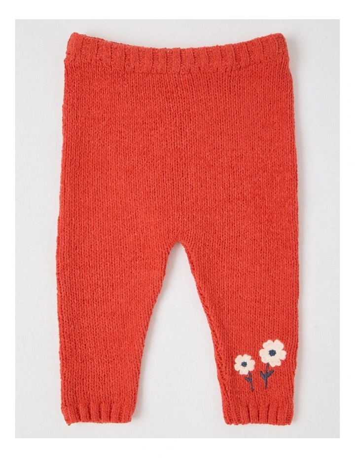 Flower Embroidered Chenille Top & Legging Set in Bone image 4