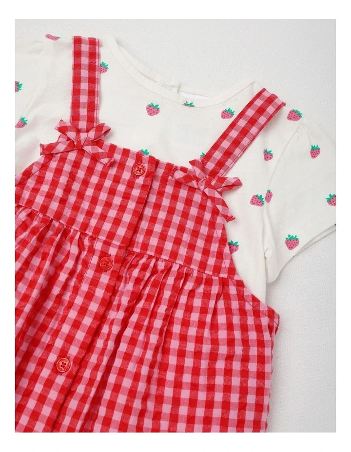 Strawberry Gingham Seersucker Set in Hot Pink image 2
