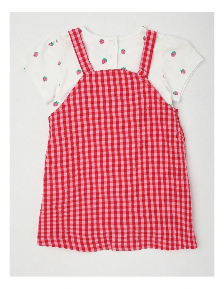 Strawberry Gingham Seersucker Set in Hot Pink image 3