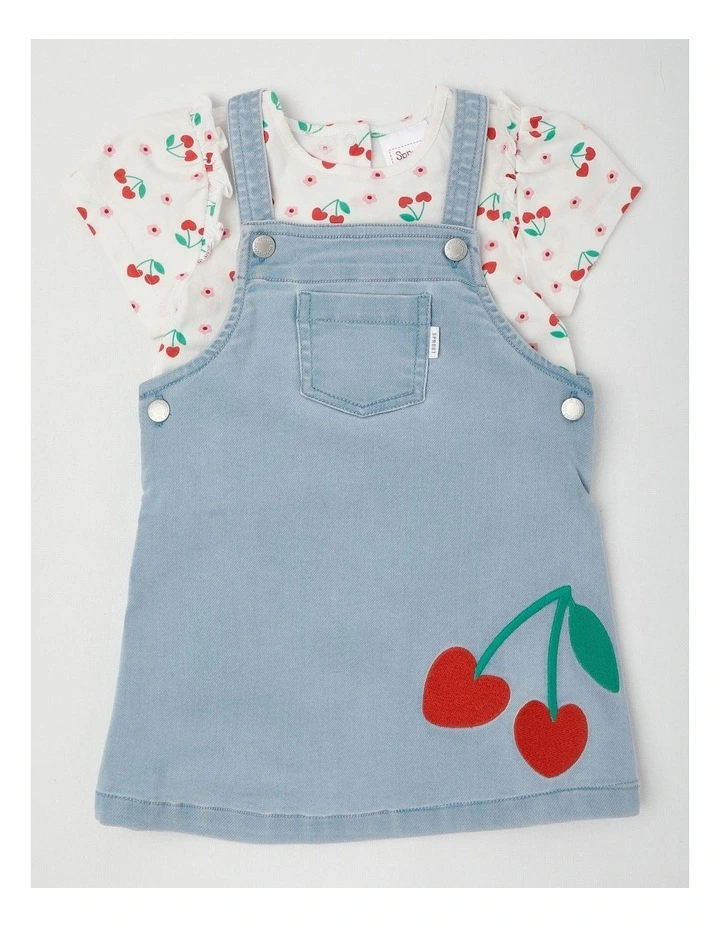 Cherry A-Line Pinafore Set in Denim image 1