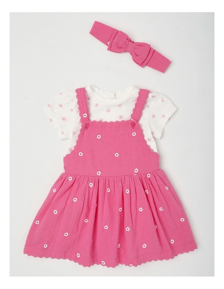 Daisy Rick Rack Pinafore Set in Bright Pink image 1