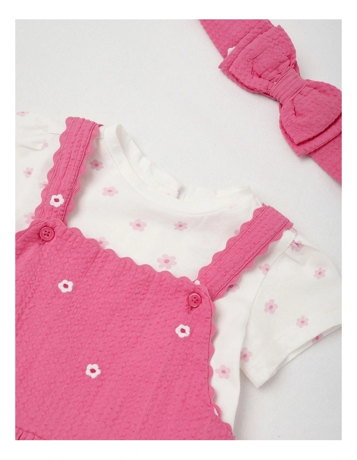 Daisy Rick Rack Pinafore Set in Bright Pink image 2