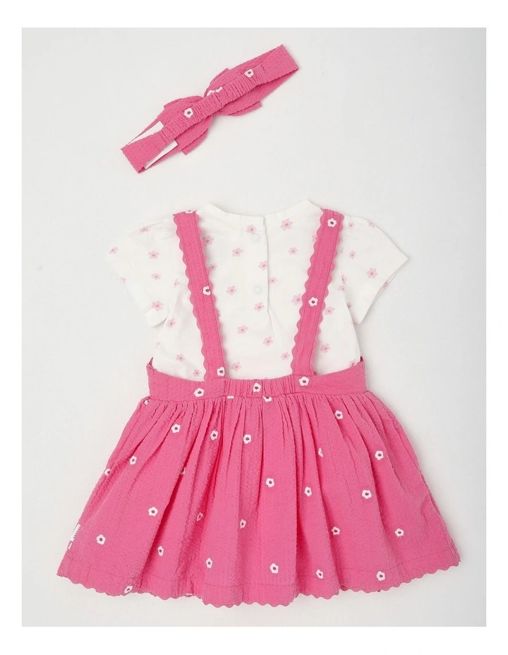 Daisy Rick Rack Pinafore Set in Bright Pink image 3