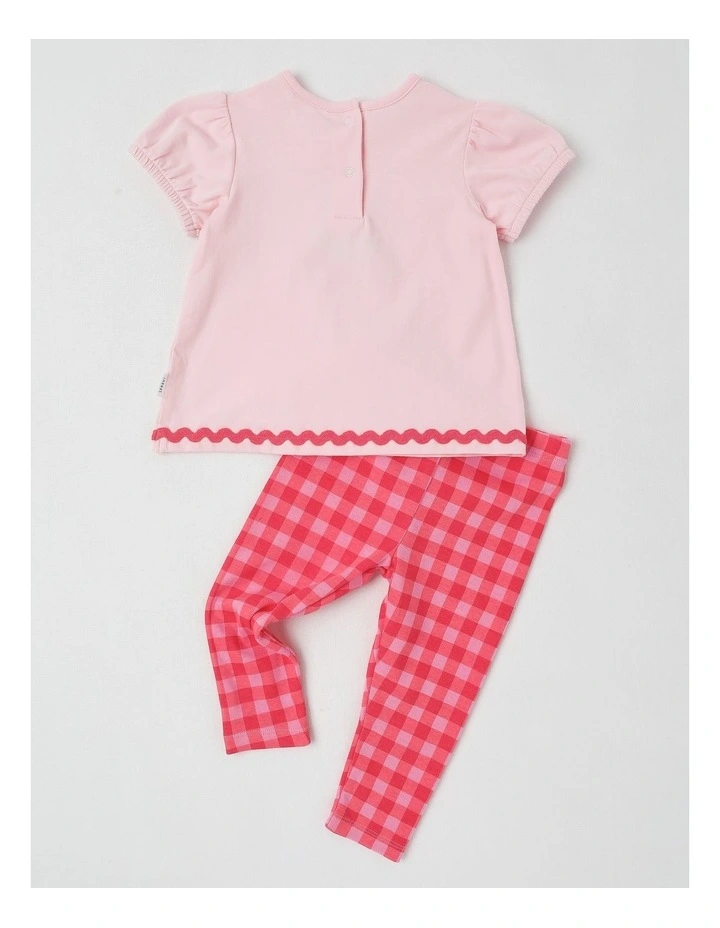 Strawberry Gingham Rick Rack Set in Blush image 3