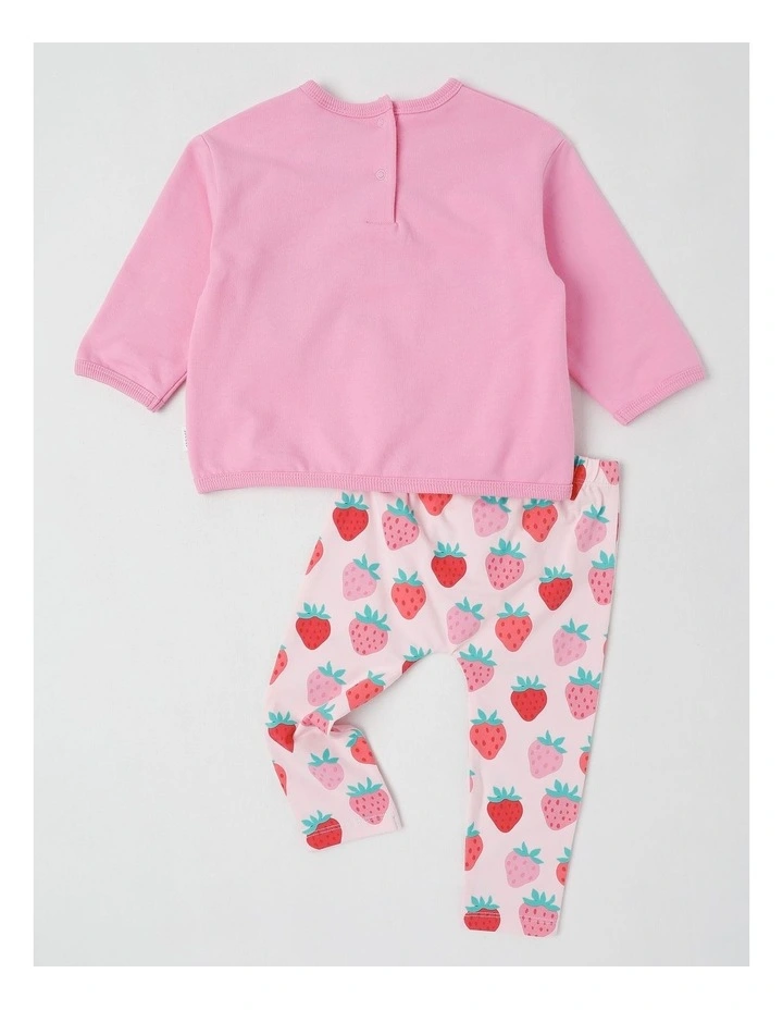 Strawberry Sweat Top & Legging Set in Hot Pink image 3