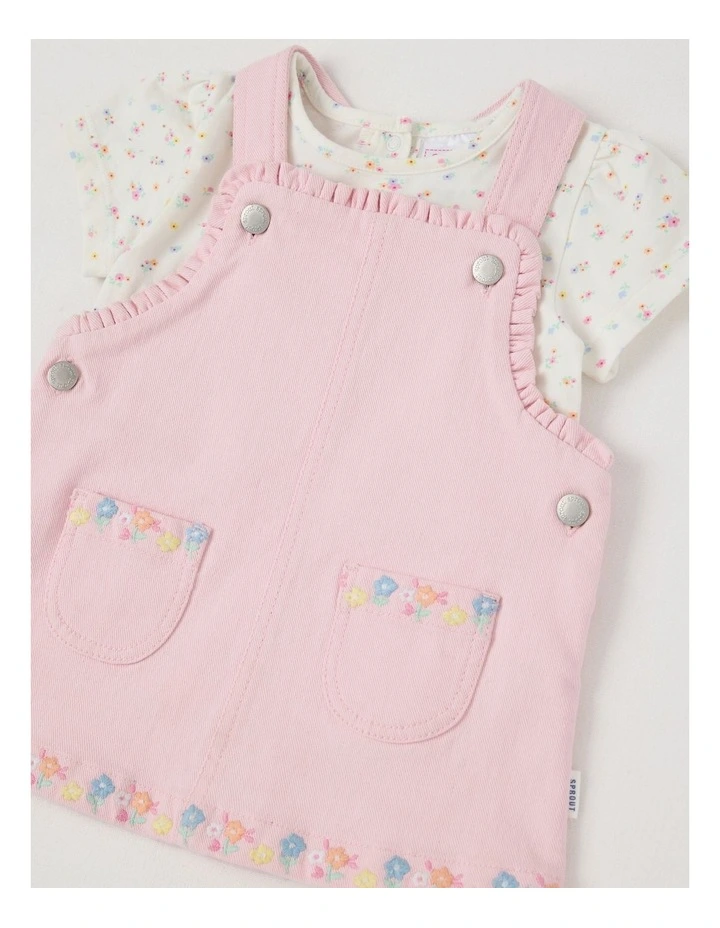 Embroidered Pinafore Set in Light Pink image 2