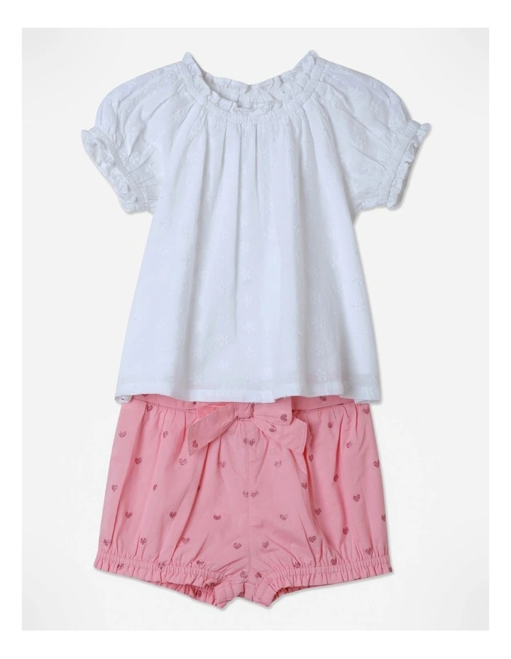 Broderie Top And Short Set in White image 1