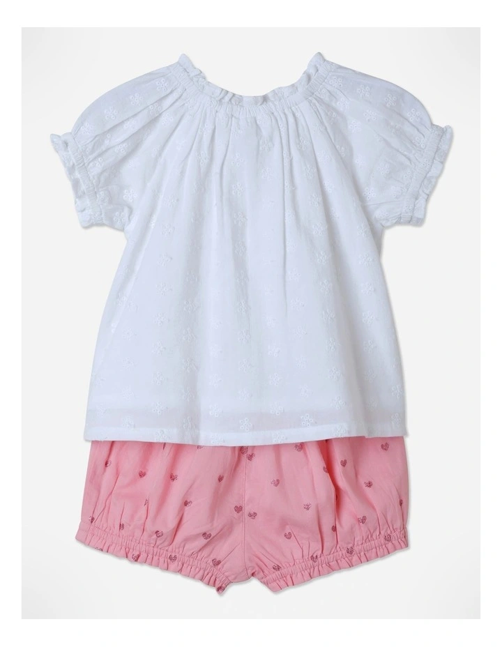 Broderie Top And Short Set in White image 3