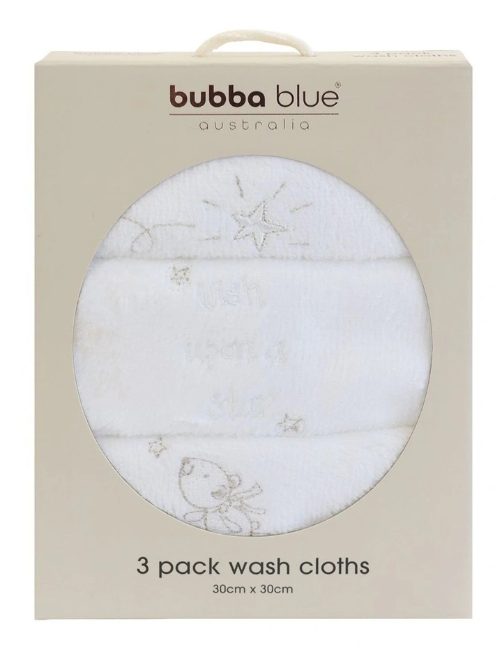 Wish Upon A Star Face Washers 3 Pack in White image 4