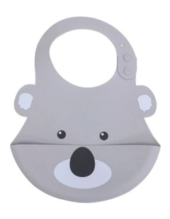 Aussie Animals Koala Silicone Baby Bib in Grey