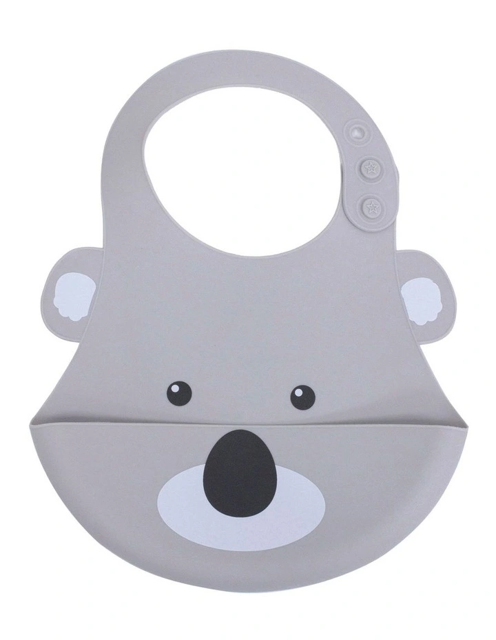 Aussie Animals Koala Silicone Baby Bib in Grey image 1