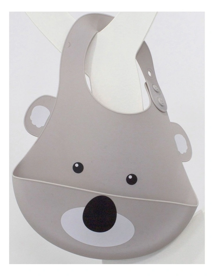 Aussie Animals Koala Silicone Baby Bib in Grey image 3