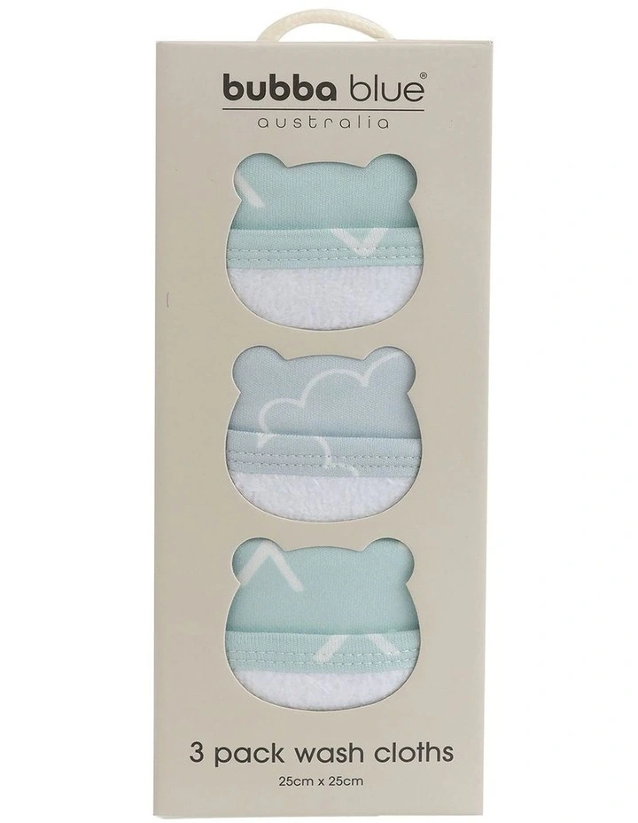 Nordic 3 Pack Face Washers in Blue image 1