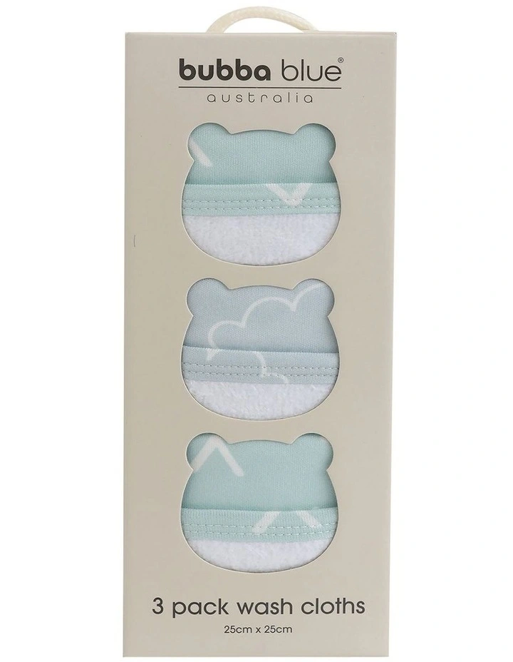 Nordic 3 Pack Face Washers in Blue image 1