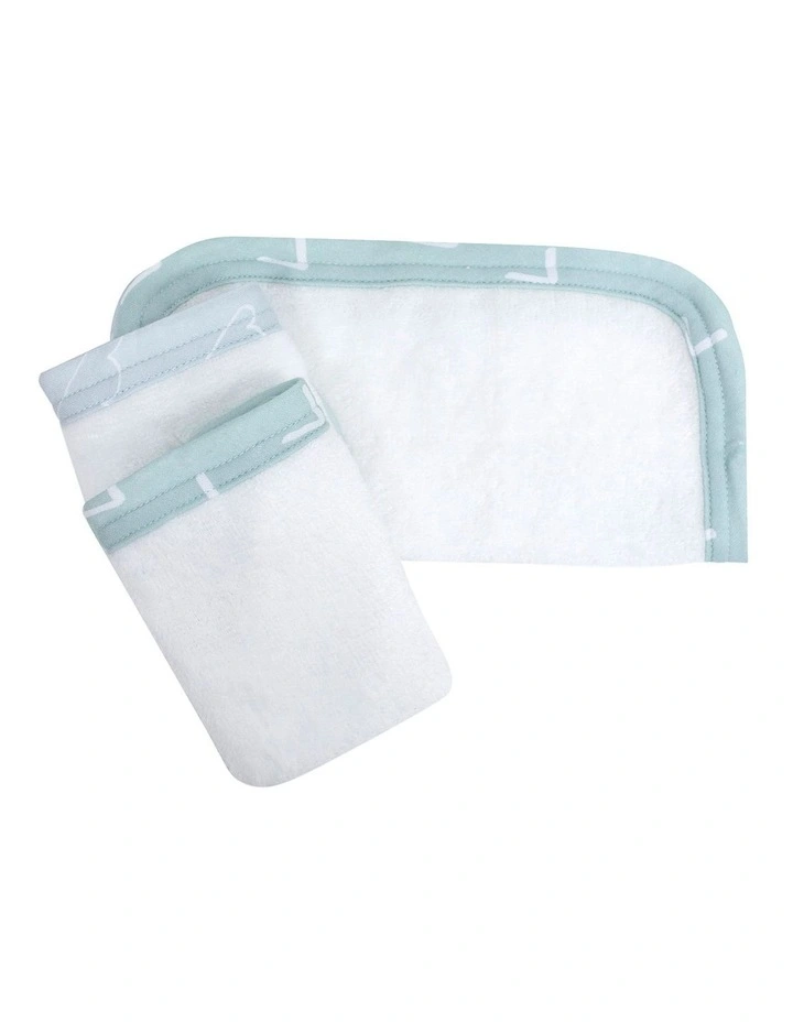 Nordic 3 Pack Face Washers in Blue image 2