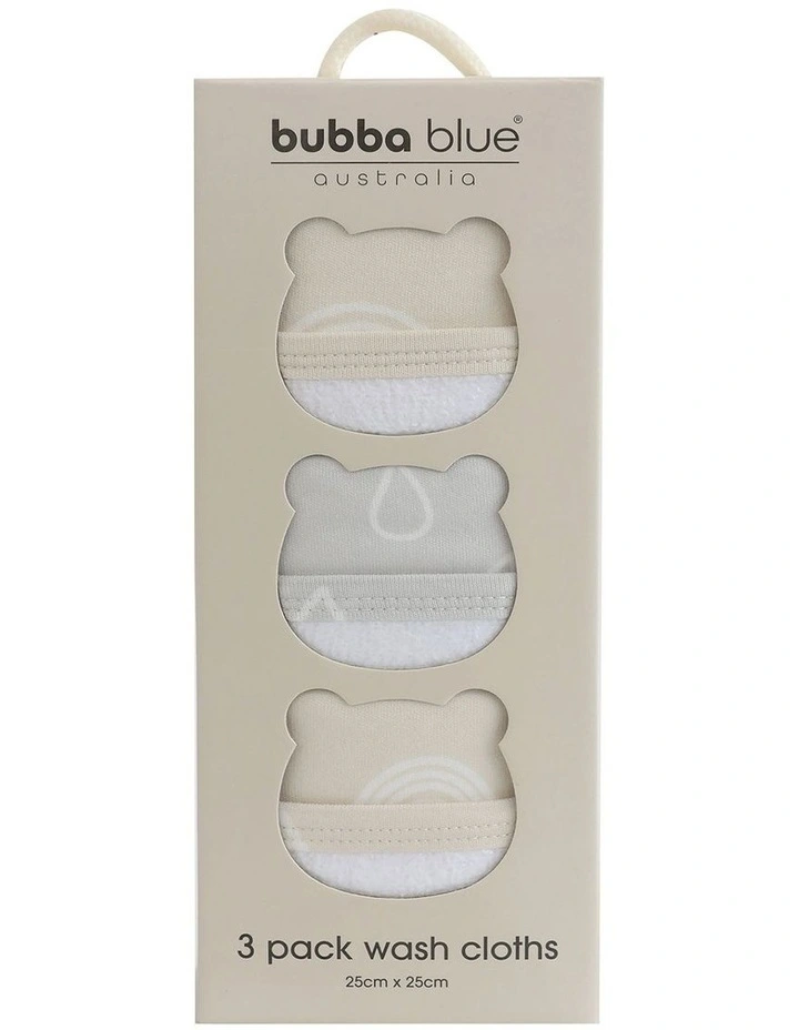 Nordic 3 Pack Face Washers in Beige image 1