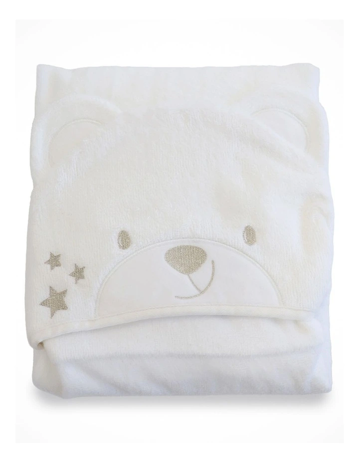 Wish Upon a Star Novelty Bear Hooded Bath Towel in White image 1