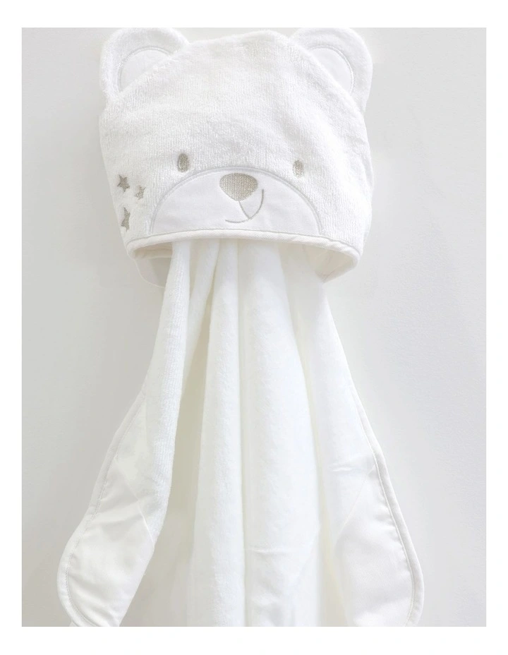 Wish Upon a Star Novelty Bear Hooded Bath Towel in White image 2