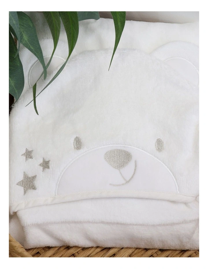 Wish Upon a Star Novelty Bear Hooded Bath Towel in White image 4
