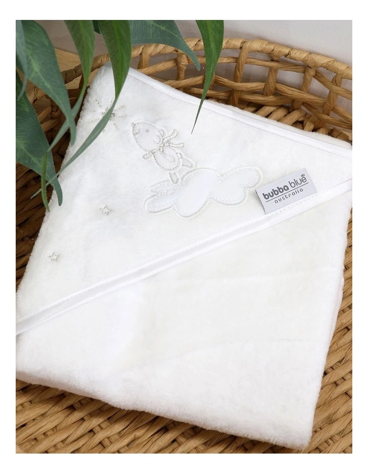 Wish Upon A Star White Hooded Bath Towel in White image 3