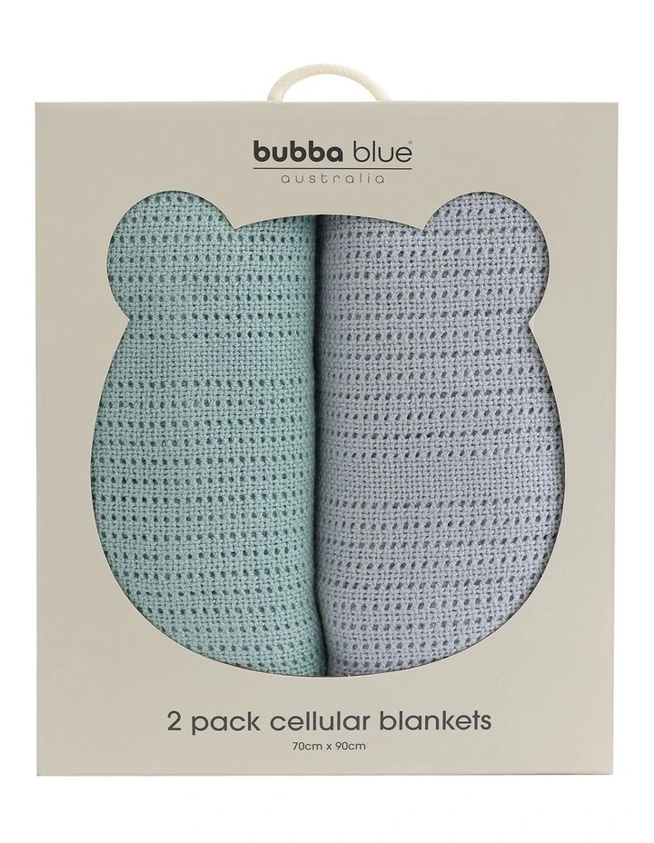 Nordic Cellular Blanket 2 Pack in Blue/Green image 3
