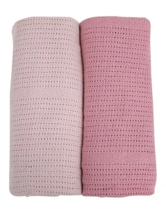 Nordic Cellular Blanket 2 Pack in Dusty Pink/Rose