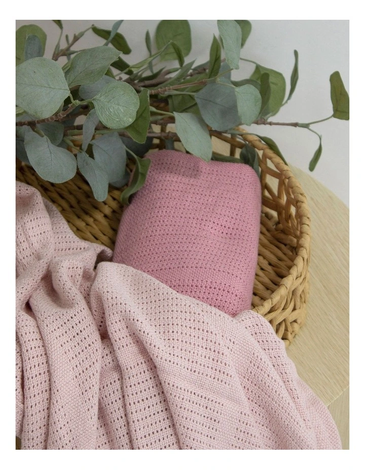 Nordic Cellular Blanket 2 Pack in Dusty Pink/Rose image 2