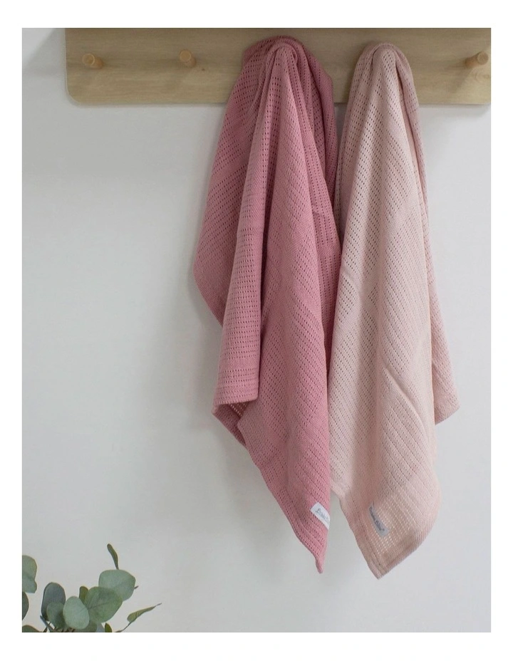 Nordic Cellular Blanket 2 Pack in Dusty Pink/Rose image 3