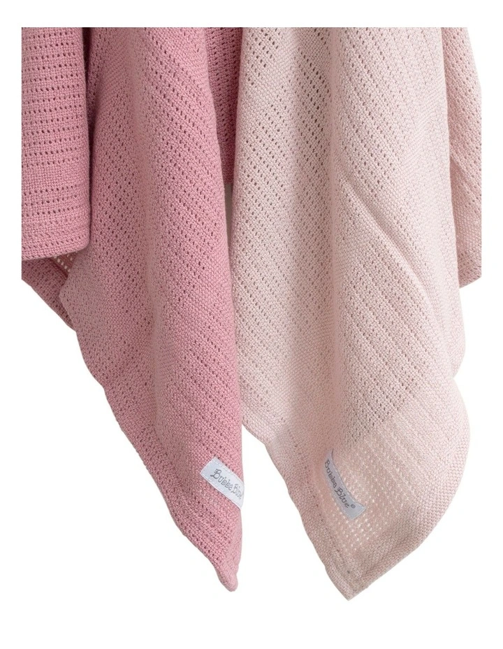 Nordic Cellular Blanket 2 Pack in Dusty Pink/Rose image 4