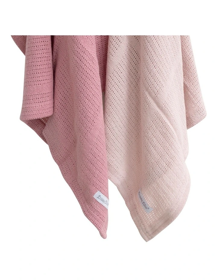 Nordic Cellular Blanket 2 Pack in Dusty Pink/Rose image 4