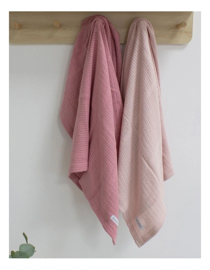 Nordic Cellular Blanket 2 Pack in Dusty Pink/Rose image 4