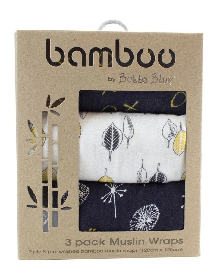 Bubba Blue Night Sky Bamboo Muslin Swaddle Wrap Navy 3 Pack Myer