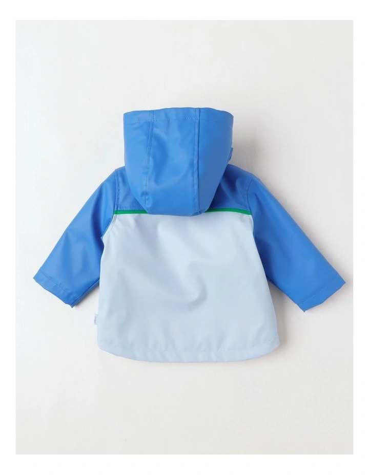 Sherpa Lined Color Block Raincoat Jacket in Bluestone image 3