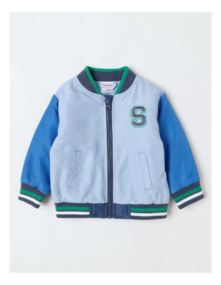 Spliced Bomber Jacket in Bluestone image 1