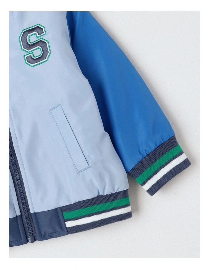 Spliced Bomber Jacket in Bluestone image 4